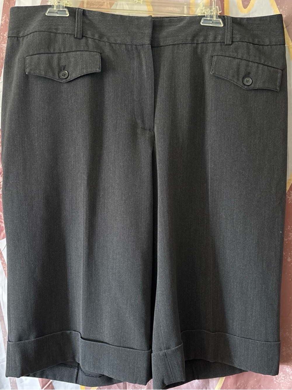 Lane Bryant Black Charcoal Wide-Leg Capris with Cuffed Hem